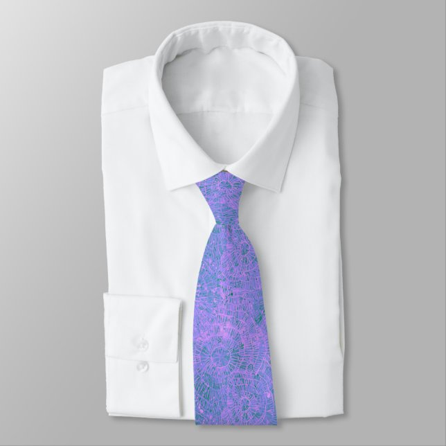 Gravata Tinta Abstrata Roxa Webby Tie Dye (Amarrado)