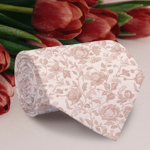 Gravata Tinta floral bege