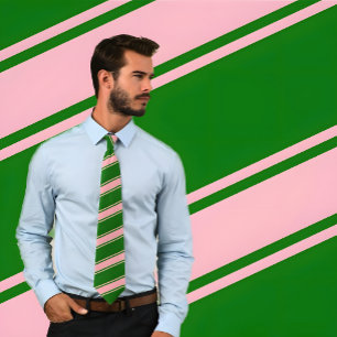 Gravata Tinta rosa e verde espesso e fina faixa de diagnó