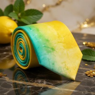 Gravata Tinta Verde Amarelo