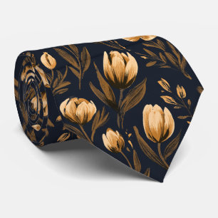 Gravata Tio de Impressão de Tulipa Casamento de Outono