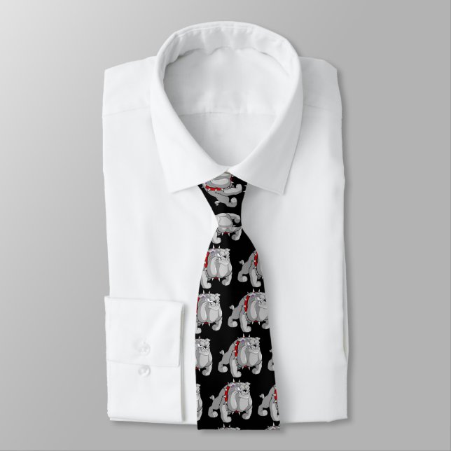 GRAVATA TIPO DE CARTÃO DE CINZA DE BULLDOG (Amarrado)