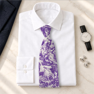 Gravata Toile de Jouy floral roxa vintage