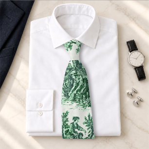 Gravata Toile de Jouy floral verde vintage