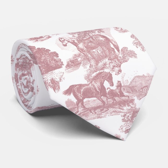 Gravata Tóile de na moda Elegante de Cavalos Rosa-Quadrado (Rolled)