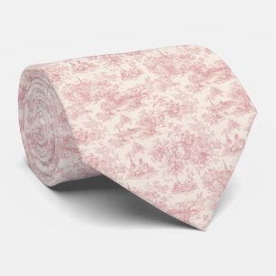 Gravata Toile Francês Rosa Romântico Padrão Campo (4)