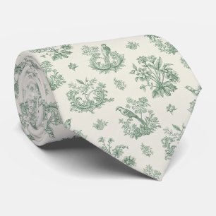 Gravata Toile Verde Menta Francês Pássaros e Floral 4