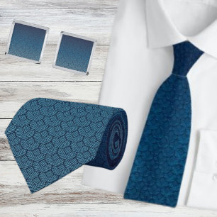 Gravata Tonal Geométrico Ombre Azul-Marinho Moderno