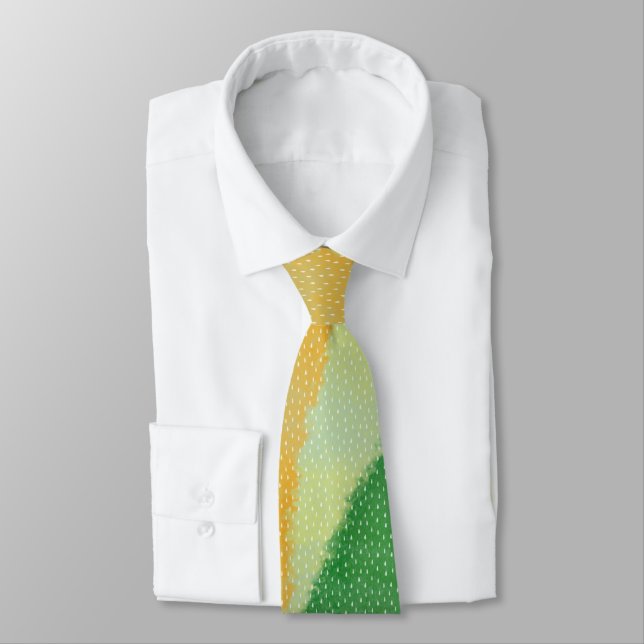 Gravata Tonalidade Âmbar Verde Amarelo Texturizado Abstrat (Amarrado)
