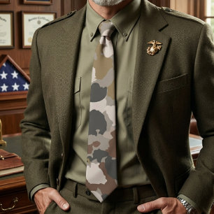 Gravata Tons de Terra Marrom Camuflagem Militar