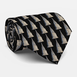 Gravata Topo do Chrysler Building NYC - P&B - BG Preto