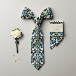 Gravata Tordos Pássaros Monograma William Morris Masculino