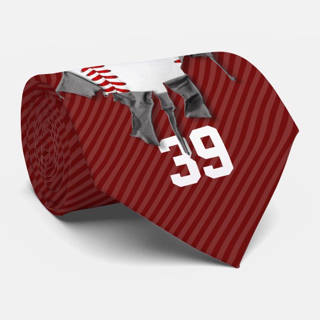 Gravata Torn Baseball (personalizado) (Rolled)