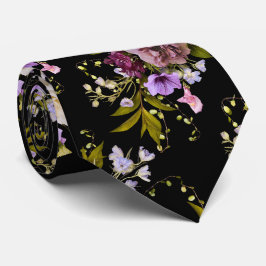 Gravata Torna Buquê Floral Roxo em Preto