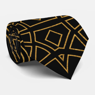 Gravata Torneio de Design de bloqueio preto e Dourado