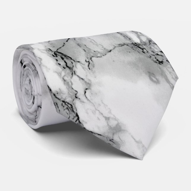 Gravata Torneio de Design do Pescoço do Marble Branco (Rolled)