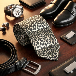 Gravata Torneio de Impressão do Animal Leopardo Negro e B