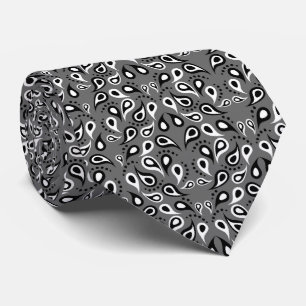 Gravata Torneio de Paisley Preto e Branco