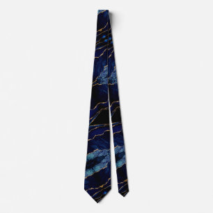 Gravata Torneio de Pescoço Azul-Dourado Agate Marinho