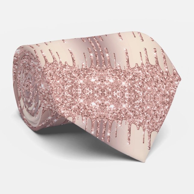Gravata Torneio de Pescoço da Lente Dourada rosa (Rolled)