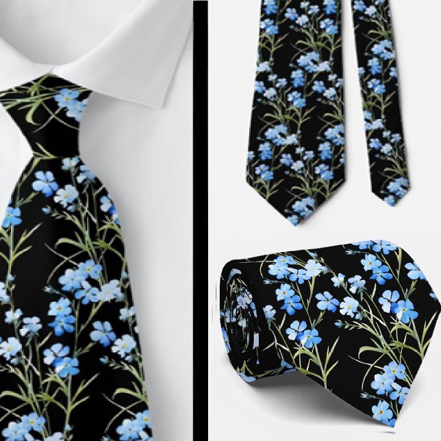Gravata Torneio de Pescoço de Flores Selvagens Azuis e Pre (Criador carregado)