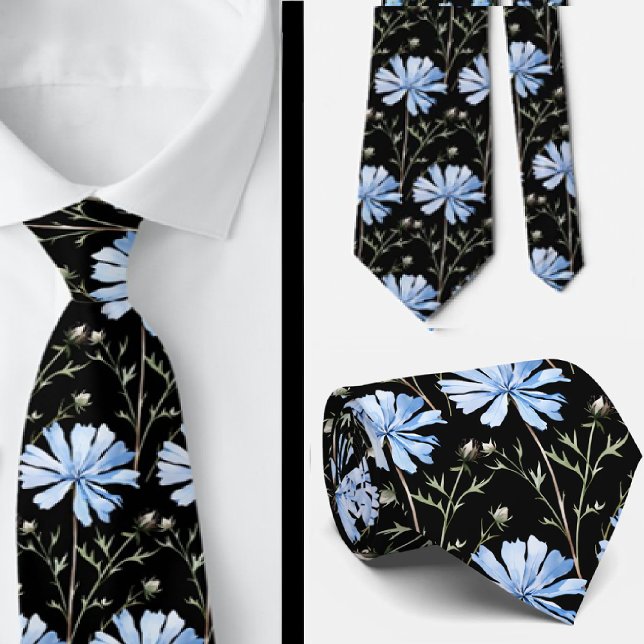 Gravata Torneio de Pescoço de Flores Selvagens Azuis e Pre (Criador carregado)
