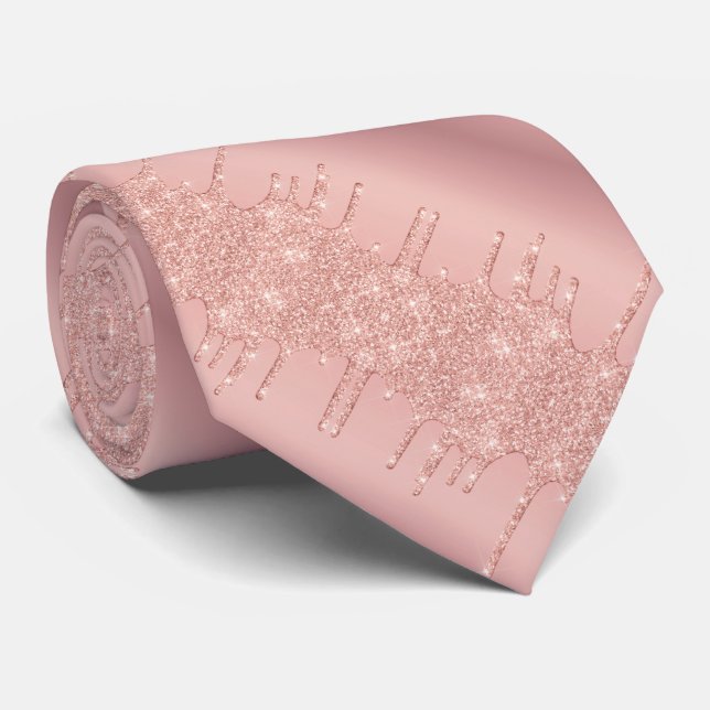 Gravata Torneio de Pescoço Glitter com Lente Dourada rosa (Rolled)