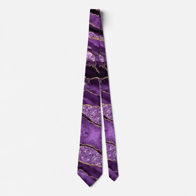 Gravata Torneio de Pescoço Glitter Dourado Roxo (Frente)