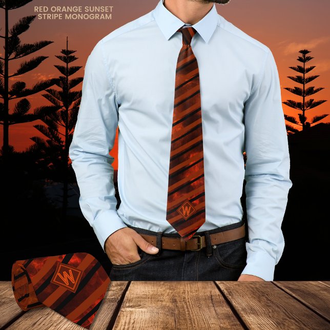 Gravata Torneio De Pescoço Laranja Castanho-Sol Novelty St (Orange Brown Sunset Novelty Striped Neck Tie )
