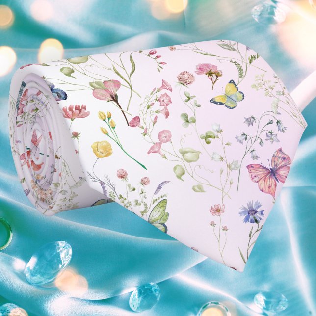 Gravata Torneio de Pescoço Rosa de Flores Selvagens (Criador carregado)