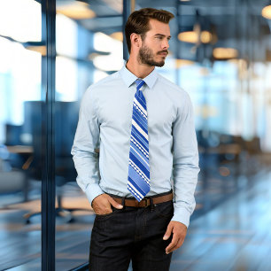 Gravata Torneio Náutico Azul e Branco com Strike