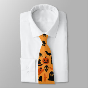 Gravata Torneio Negro e Laranja do Halloween   Festivo