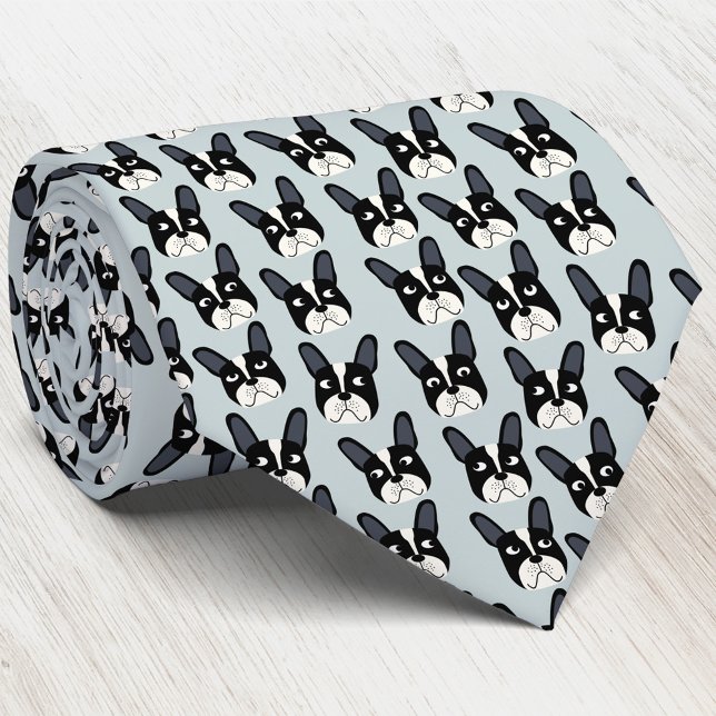 Gravata Torneio Verde do Bulldog Francês Pied (Pied French Bulldog pattern sea foam green dog art neck tie)