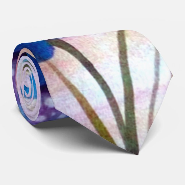 Gravata Torneira Floral Azul Masculina (Rolled)