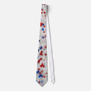 Gravata Torneiras de Vidro Branco Vermelho Azul