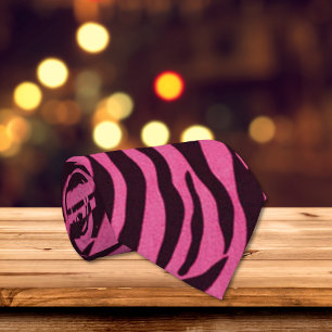 Gravata Torre de Moda de Impressão Zebra Rosa