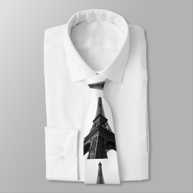 Gravata Torre Eiffel Preta e Branca - Paris Viagem (Amarrado)