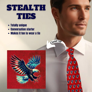 Gravata Torta Azul Azul Azul-Vermelha-Águia Americana Patr