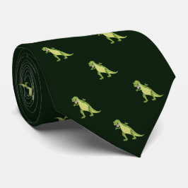 Gravata Trabalho de Padrão de Dinossauro Verde, Presente d