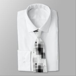 Gravata Traço Geométrico Branco Preto