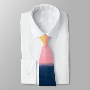 Gravata Traços Amarelos Cor-de-rosa-azul-verão Tintas em