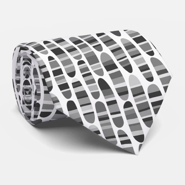 Gravata Traços de Stripey 120123 - Preto e Branco (Rolled)