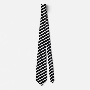 Gravata Tradicional Black and White Diagonal Stripes Mascu