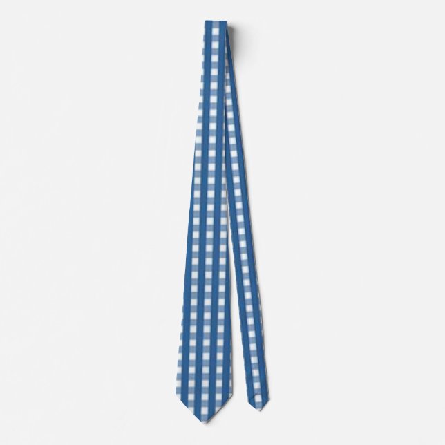 Gravata "Trending Blue and White Gingham Check" (Frente)