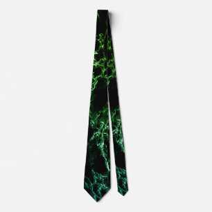 Gravata Trendy Black & Blue Green Neon Marble Stone - Lega