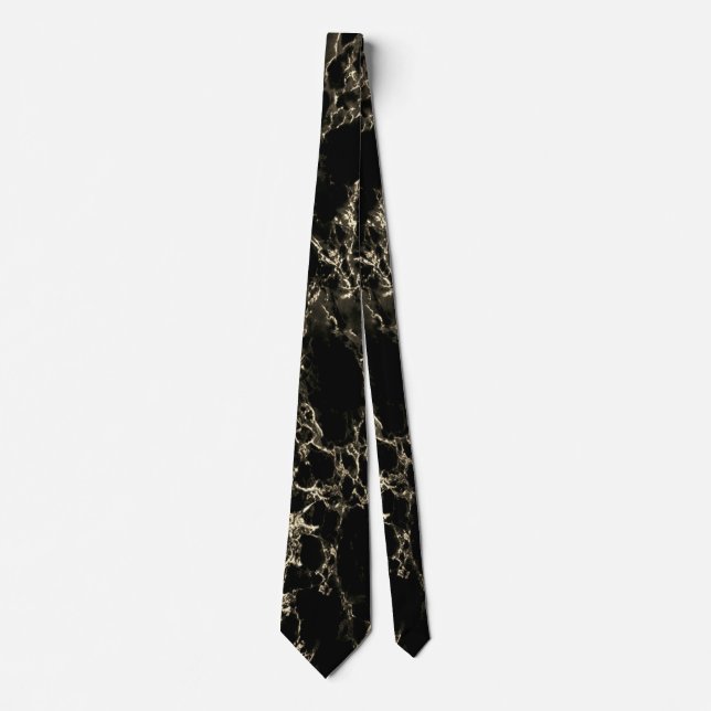 Gravata Trendy Black Marble Stone - Dourado e Preto (Frente)