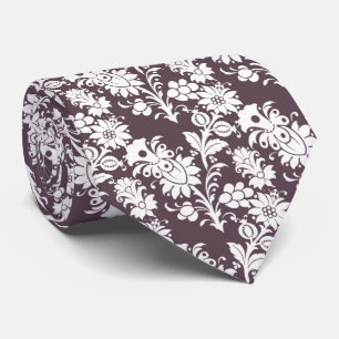 Gravata Trendy Dark Mauve Purple Floral Padrinhos de casam
