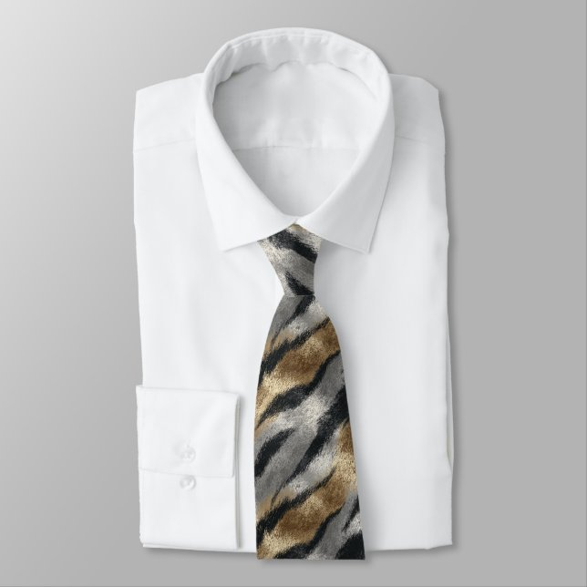 Gravata Trendy Groomsman Gift Tiger Skin Neck Tie (Amarrado)