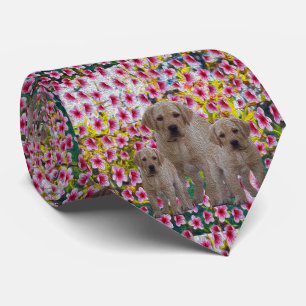 Gravata Três Labrador Puppies Óleo Tinta, Coletor De Pesco