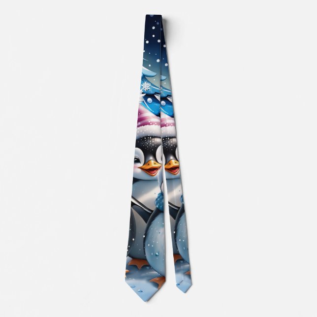Gravata Três pinguins adoráveis (Frente)